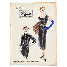 1952 Vogue Couturier 707 Dress Jacket Sewing Pattern Sz 16 Bust 34 1953 Receipt picture