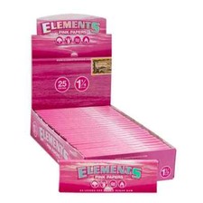 ELEMENTS 1 1/4 (1.25) PINK ROLLING PAPERS 💚 FULL BOX SEALED 🔥 25 PKS 50 SHEETS picture