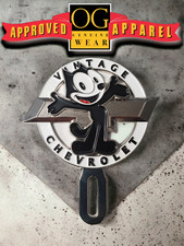 FELIX THE CAT VINTAGE CHEVROLET CHICANO BOMBA LOWRIDER LICENSE PLATE TOPPER picture