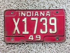 1949 Indiana Motorcycle License Plate IN X1739 MC Tag picture