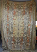 Vintage Jacquard Victorian Dancers Peacocks Fringed Blanket Colonial Art Deco picture