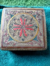 VTG ITALIAN FLORENTINE WOOD TRINKET BOX GOLD GILT SATIN BASE LINED MID CENTURY picture