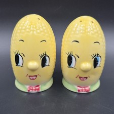 Rare Vintage Crawn China E.W. Corn Anthropomorphic Salt & Pepper Shakers Kitsch picture