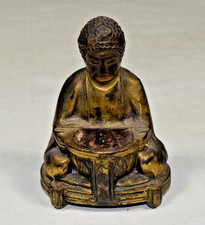 Antique Japanese Gilt Cast Metal Buddha Incense Burner 1920s 1930s 3.5 Inch picture