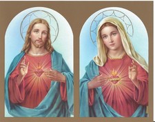Catholic Print Picture SACRED HEART of JESUS + IMMACULATE HEART of MARY Print picture