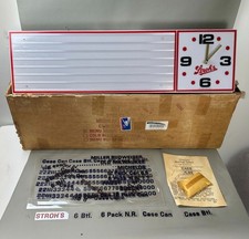 Vintage 1970s Stroh’s Beer Lighted Menu Board Clock NOS 36