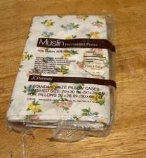 Vtg JCPenney Muslin Spring Floral Two Standard Pillowcases New NOS picture