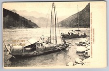 C.1905 CHINA, YANGTZE RIVER, TCHANG GORGE, BOAT, MEN, YIN YANG Postcard P62 picture