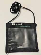 Vintage Microsoft-SAP ID Trade Show Badge Holder w/ Lanyard~Xtra pockets picture