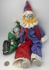 Lot Of 2 VTG 15”+10” Porcelain Face/Hands/Feet Perot Style Clowns W/ Tear Drop picture