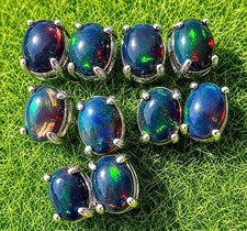 Wholesale 5 Pairs Black Opal Stud Earring 5x7mm picture