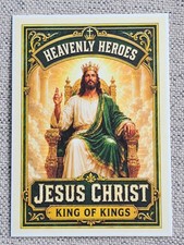 Jesus Christ King Throne Heaven ACEO Trading Card Prayer Holy Christian Bible picture