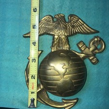 Large Marine Cast Metal Earth And Anchor Emblem LOT Y picture