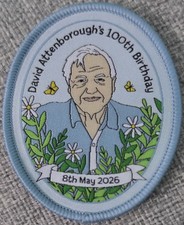 Sir David Attenborough's 100th Birthday 8th May 2026 Small Sew on Patch picture
