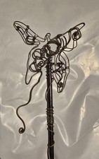OOAK ARTIST MADE BUTTERFLY MAGIC FAIRY WAND. WOOD & WIRE WITH A MARBLE ON BOTTOM picture