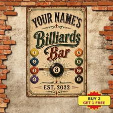 Billiards Game Pool Hall Tournament Championship Poster Vintage Metal Sign 8x12 picture