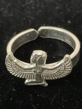 An elegant and modern silver ring featuring the goddess, Isis. Adjustable picture