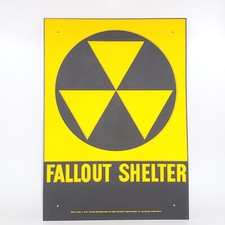 Vintage Original Fallout Shelter Steel Government Sign  WITH IMPERFECTIONS  picture