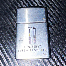 Zippo E.W. Ferry Screw Products Inc Advertising Chrome Flip-Top Lighter picture