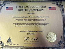 U.S. Flag ( 5 x 8 ) Flown Over U.S. Capitol July 4 2026 w/ Certificate picture