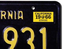 1966 California License Plate Registration Sticker, YOM, CA DMV picture