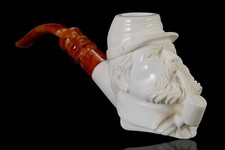 EGE Large Size  Southern Civil War Soldier Pipe New Block Meerschaum W Case#408 picture