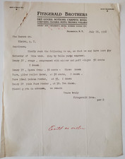 1916 Letter, Fitzgerald Brothers, Dry Goods, Notions, Carpets... Salamanca, NY picture