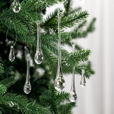 22 Pcs Clear Glass Teardrop Christmas Ornaments Crystal Raindrop Hanging Orname picture