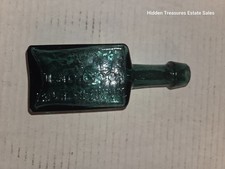 Antique 1840s G. W. Merchant Lockport New York green medicine bottle pontil  picture