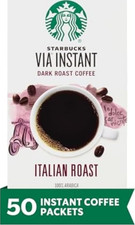 Starbucks VIA Instant Coffee Italian Roast Dark Roast 50 Packets Arabica picture
