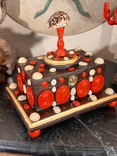 Italian Baroque Style Curiosity Cabinet Multicolor Glazed Intaglio and Shell Dec picture