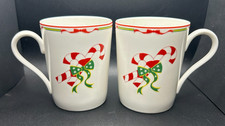 Vintage Studio Nova Peppermint Park Mugs Set 2 Bone China Candy Cane Christmas picture