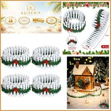 2 Pc Christmas Village Picket Fence White Wooden Garden Decor 35 Inch picture
