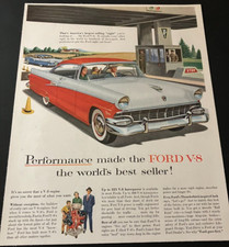Red 1956 Ford Fairlane - Vintage Original Color Automotive Print Ad / Wall Art picture