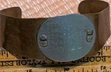 WW2 USN Oval Dog Tag On Copper Bracelet 1944 Diver? Frogman? Trench Art? RARE picture