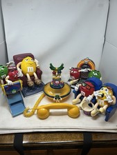Vintage Lot Of 5 M&M Candy Dispensers Figures Blue Green Collection Kids Treat picture