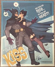 Ant Lucia SIGNED Bombshells Art Print ~ Batman & Catwoman / Steal it with a Kiss picture