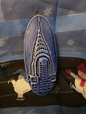 Chrysler Building Pottery Ornament Brooklyn New York Blue 3D Denise Delong 6 in picture