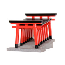 Japanese Shrine Altar Fushimi Inari Torii Ofuda Stand Gifu Wood Handcrafted JP picture