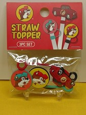 Buc-ee's Straw Topper ~ 3-Piece Set ~ Red Truck, Yellow Buc-ee, Red Buc-ee ~ New picture