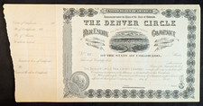 Denver Circle Real Estate Company Stock Certificate 1880s Unused Railway #62 picture