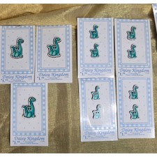 Vintage 1990 Daisy Kingdom Dinosaur Buttons Teal Blue Brontosaurus 566 L 566 S picture