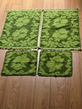 Vtg 70s Cannon Monticello Green Textured Flower Fringe Retro Hand Washcloth Set  picture