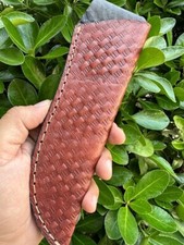 EDC Handmade 8”Fixed blade Leather Sheath / Scout Holster / vertical Knife picture