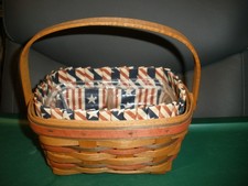 Longaberger 1997 Basket w/ Americana Liner, Divided Protector, Swing Handl(YS18) picture
