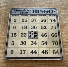 Vintage Hannah’s Club Bingo Game Card - Free Space, Blank Back picture