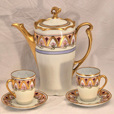 Absolutely Stunning Antique Hand Painted E. W. Donath Tea Set, signed 