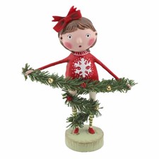 Lori Mitchell Deck the Halls Christmas Girl Figurine Folk Art Figure picture