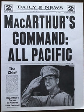 POSTER : WW2 1942 NEWSPAPER 1 PAGE (2 SIDED) “MACARTHUR’S COMMAND : ALL PACIFIC” picture