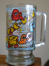1980 VINTAGE Bally Midway PAC MAN Glass STEIN Houze MUG Arcade Gamer picture